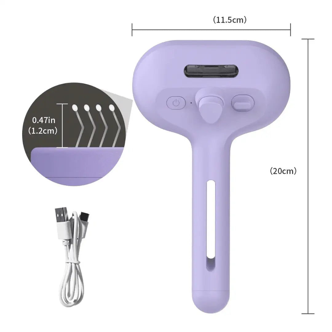 Escova Pet tira pelos a vapor prática e relaxante