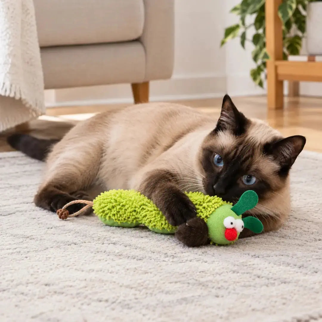 Brinquedo para Gato de Lagarta de Pelúcia com Catnip