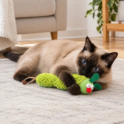 Brinquedo para Gato de Lagarta de Pelúcia com Catnip