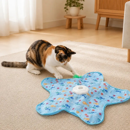 Brinquedo interativo para gatos tapete com pena que se movimenta 