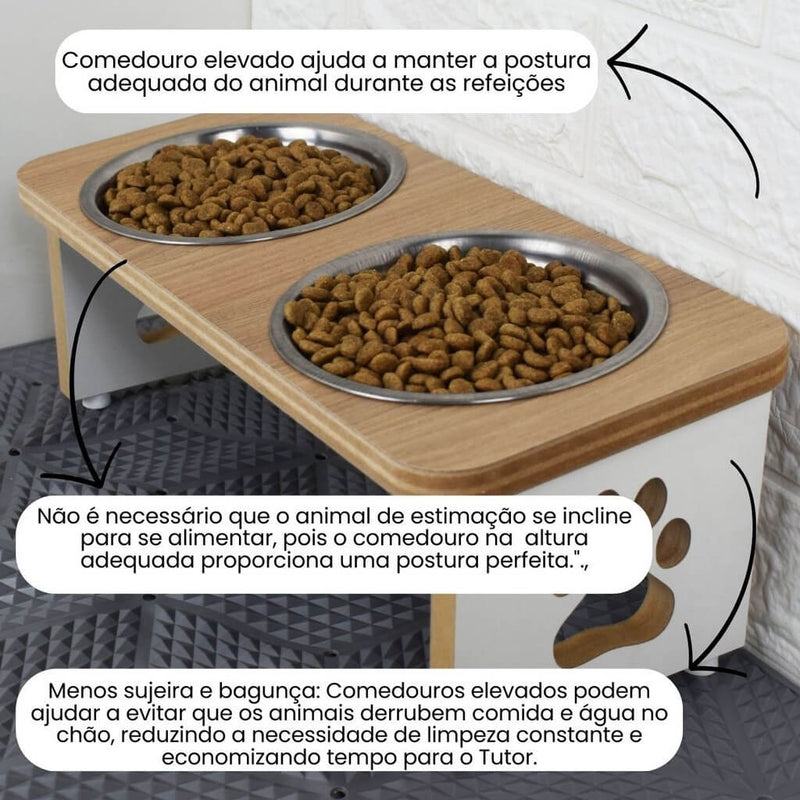 Comedouro e Bebedouro para Cachorro Elevado em MDF